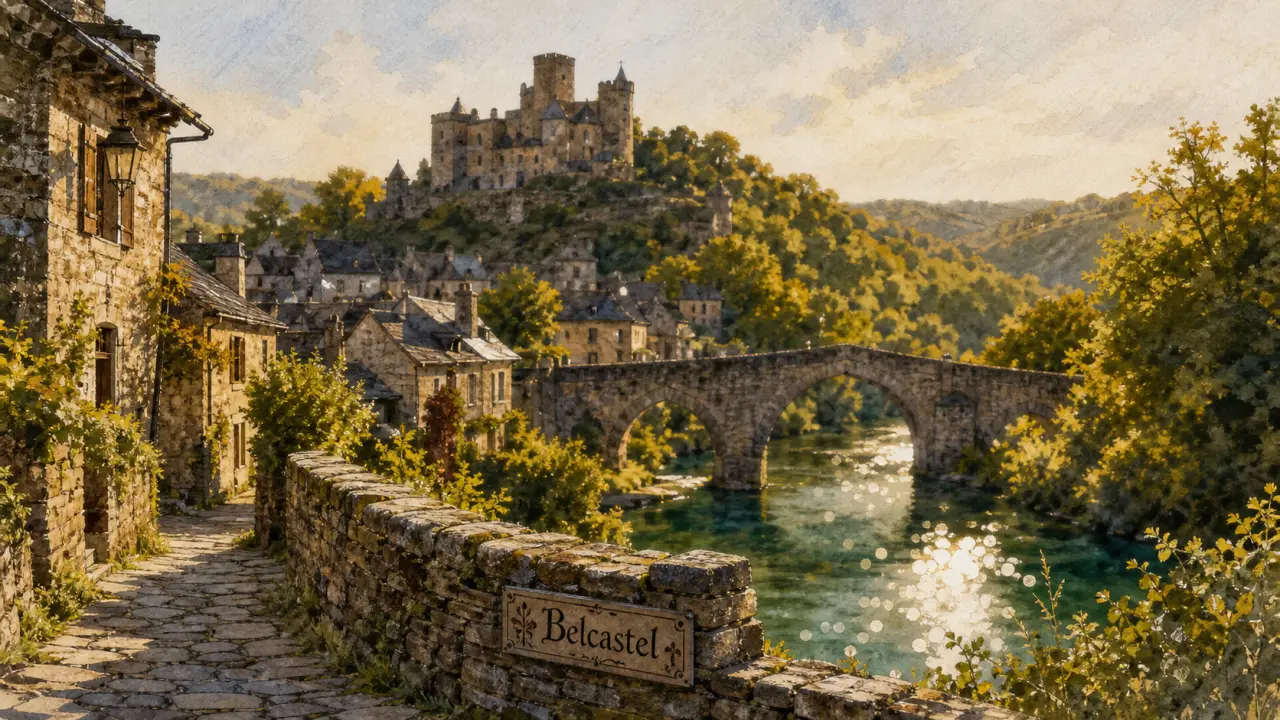 Visiter belcastel aveyron : pont en pierre et château médiéval sur l’Aveyron