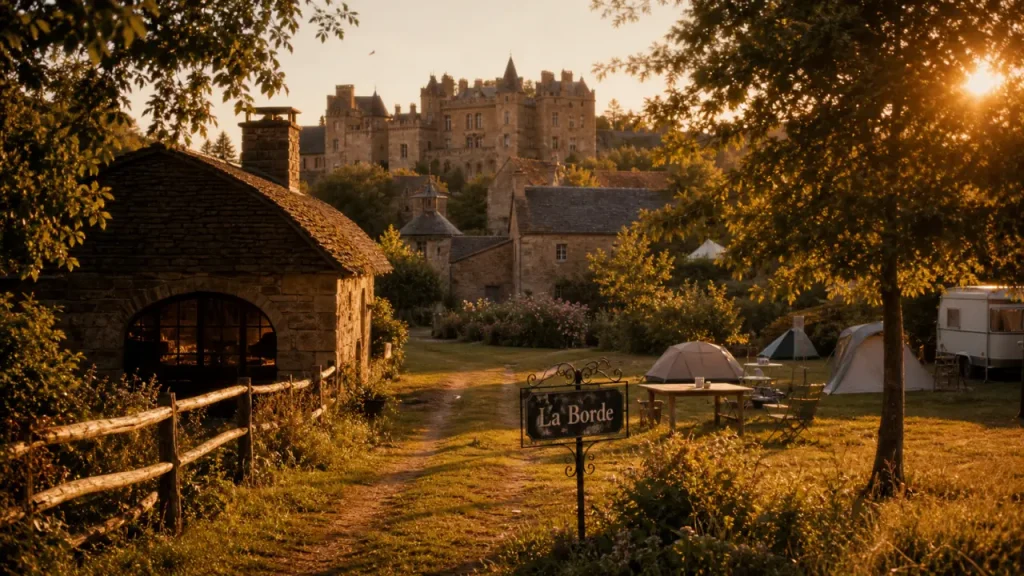 Camping La Borde à Bournazel : 20 emplacements, ferme découverte et vue sur le château Renaissance