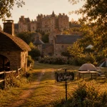 Camping la borde bournazel en aveyron : emplacements tentes et vue sur le château Renaissance