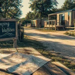 Camping les 2 vallées en Aveyron, entrée et mobil-homes