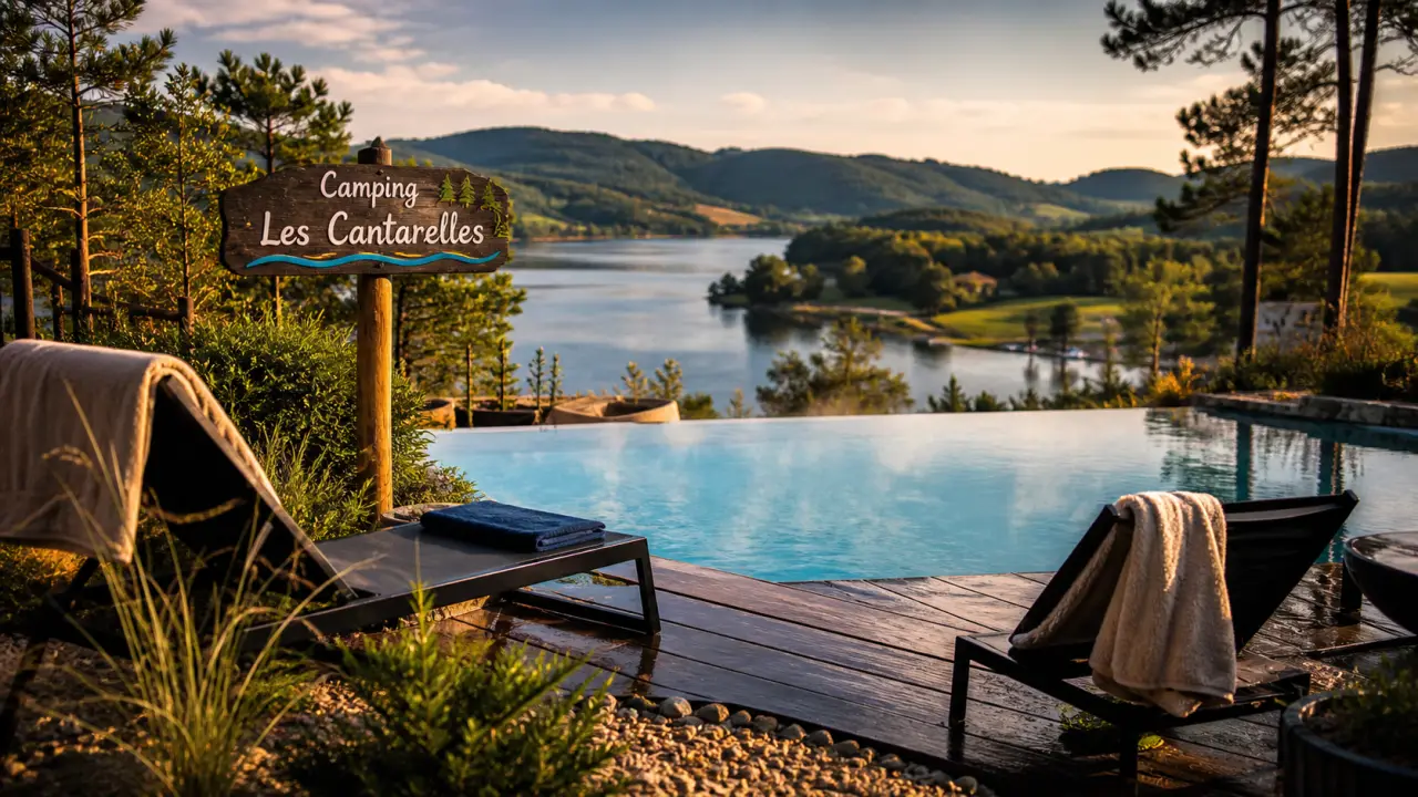 Camping les Cantarelles en camping aveyron : piscine chauffée et lac