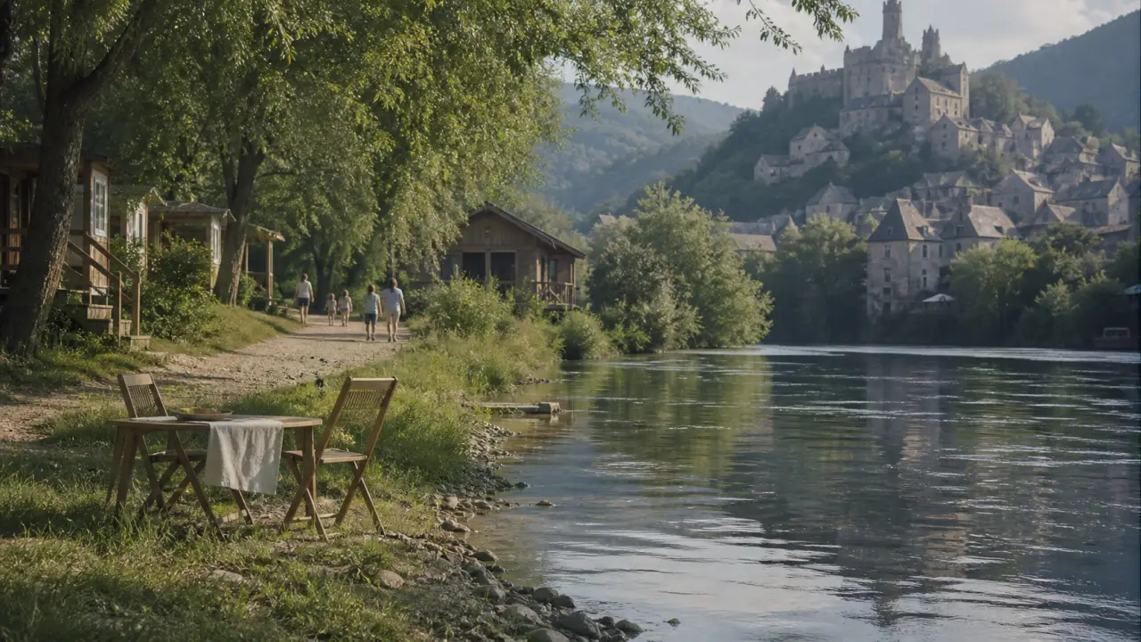 Camping paisserou najac aveyron au bord de la rivière Aveyron