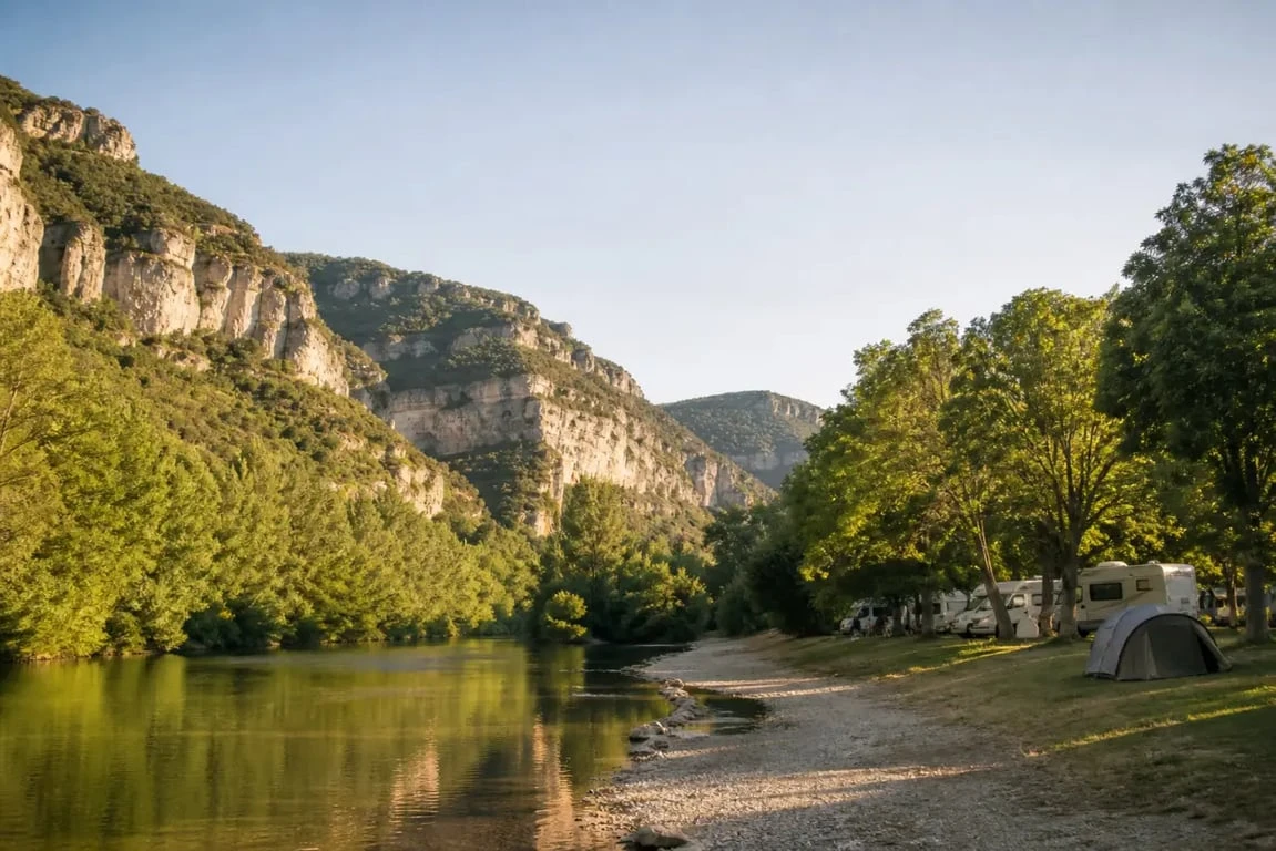 Camping le rozier aveyron au bord de la rivière dans les gorges du Tarn