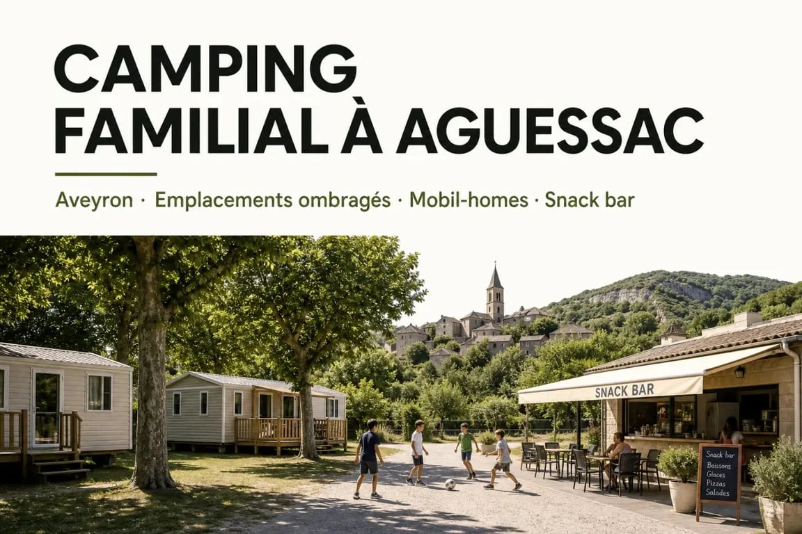 Camping Aguessac Aveyron familial avec emplacements ombragés et services de proximité