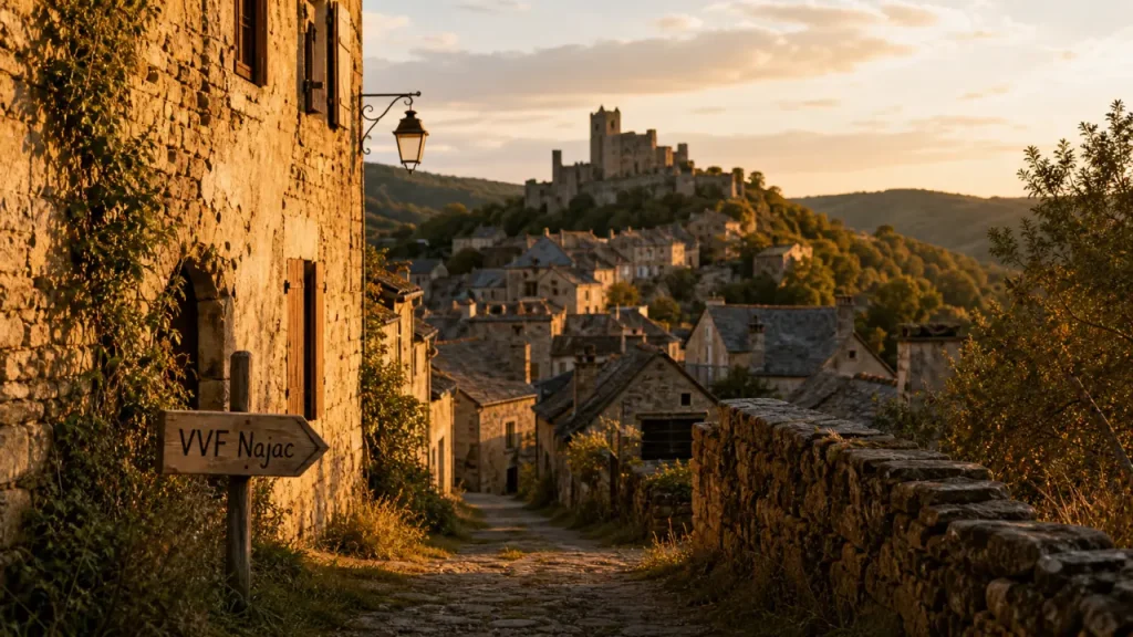 Photo Najac VVF : village d’Aveyron au golden hour