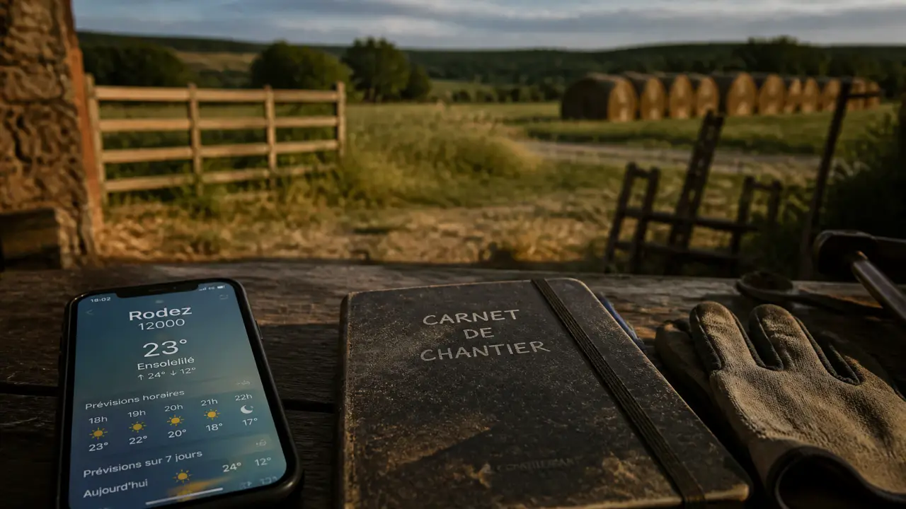 Plein champ Rodez 12000 : météo heure par heure sur smartphone