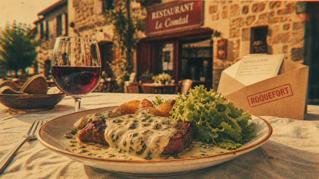 Restaurant roquefort sur soulzon : assiette au roquefort et réservation ouverte