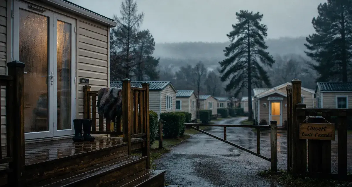 Camping aveyron ouvert toute lannée en automne, mobil-home chauffé