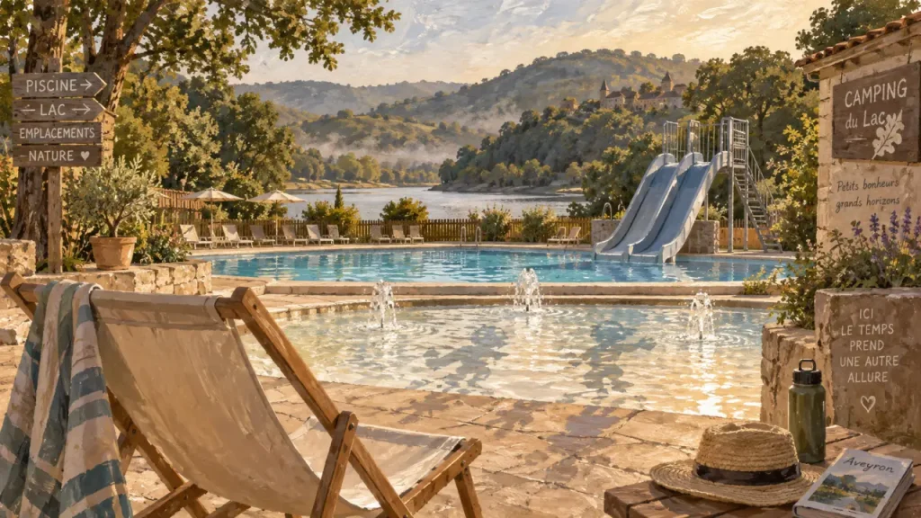 Camping en Aveyron avec parc aquatique : piscine chauffée et lac, séjour familial