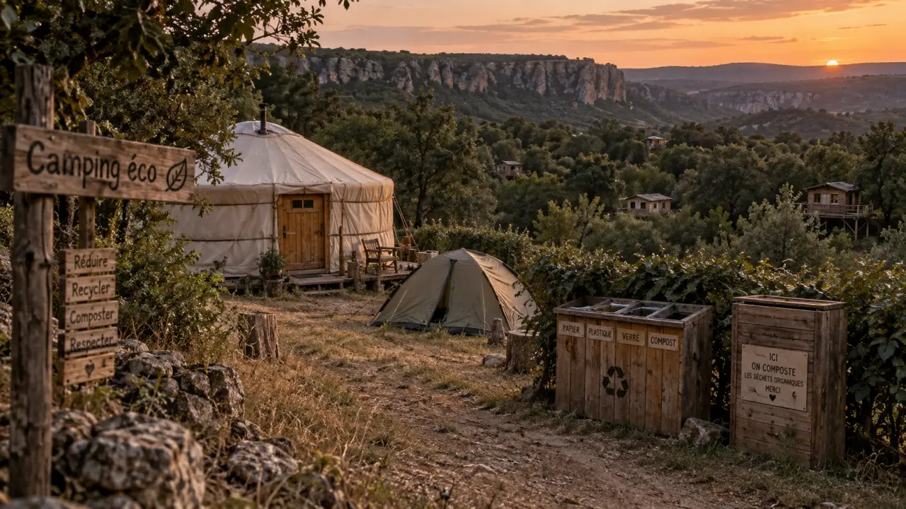 Camping ecologique aveyron : yourte en toile, tri et compost dans la nature du Larzac