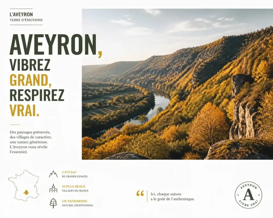 Paysage d'automne en Aveyron pour un séjour en camping ouvert toute l'année