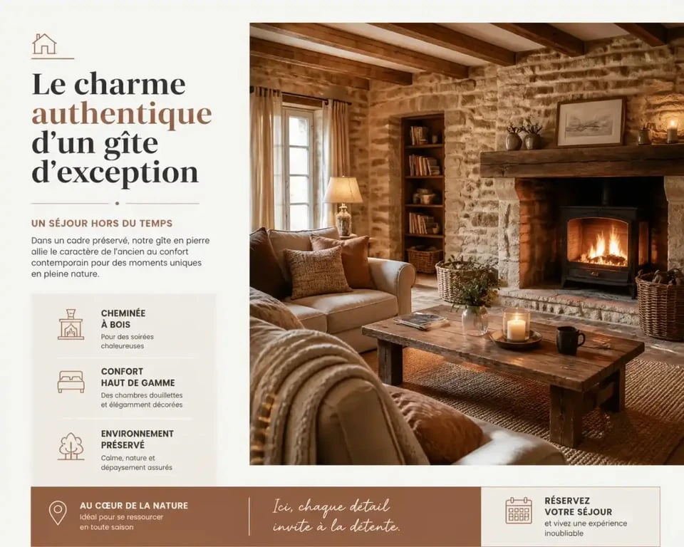 Location gîte Aveyron 2 personnes : intérieur cosy avec cheminée