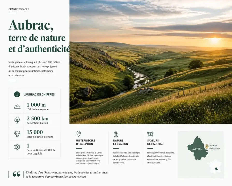 Location gîte Aveyron 2 personnes : paysage du plateau de l'Aubrac
