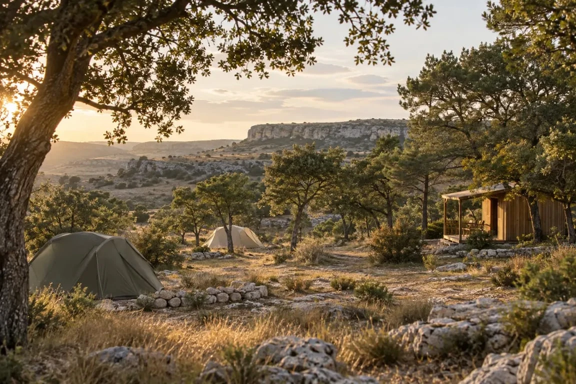 Camping écologique en Aveyron dans un environnement forestier du Larzac
