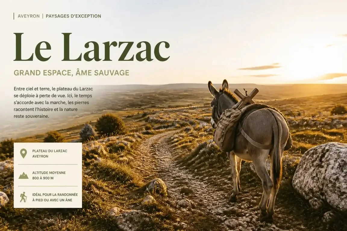 Randonnée avec âne sur le plateau du Larzac en Aveyron