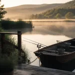 Gîte de pêche avec étang privé aveyron : barque sur étang privé, cannes et épuisette