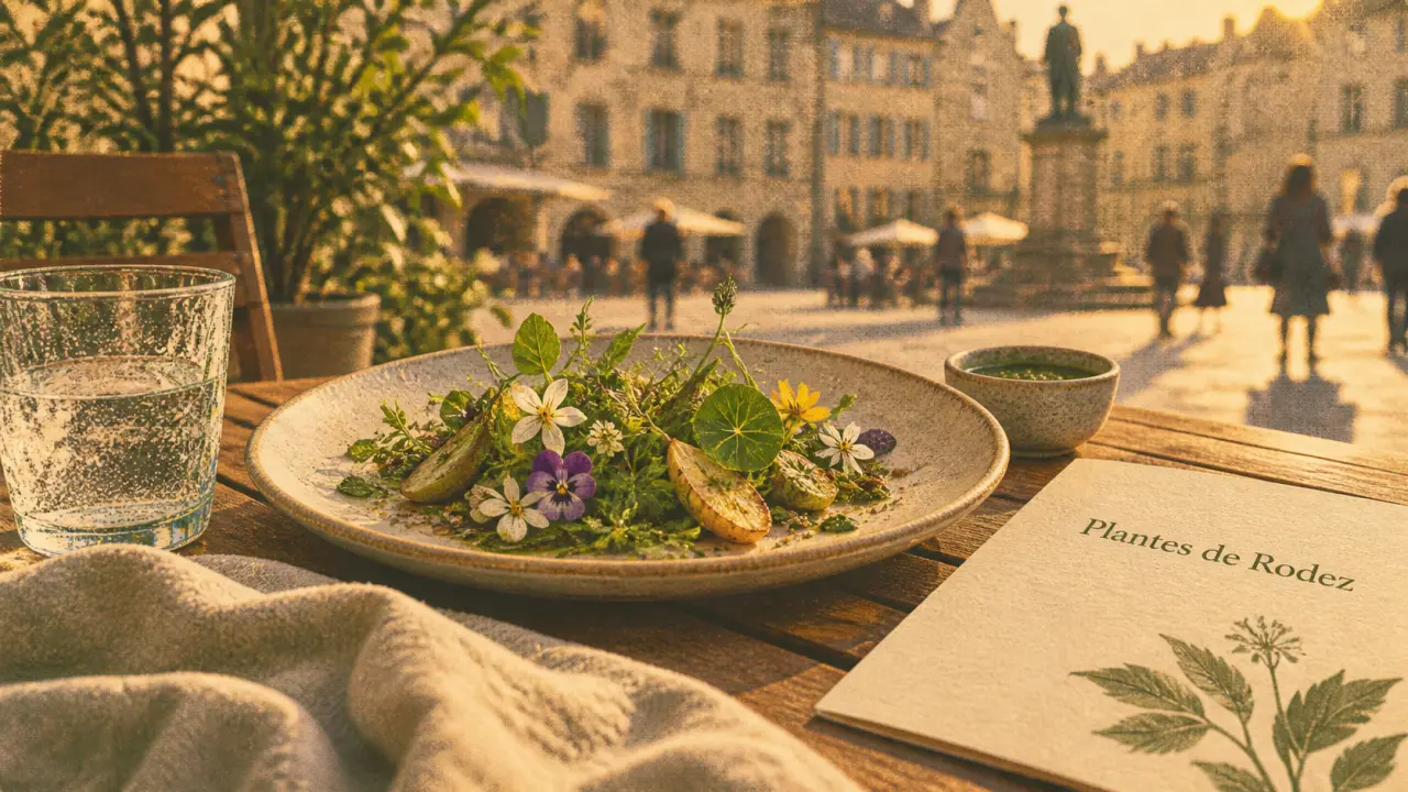 Restaurant gastronomique rodez aveyron : assiette plantes de Rodez