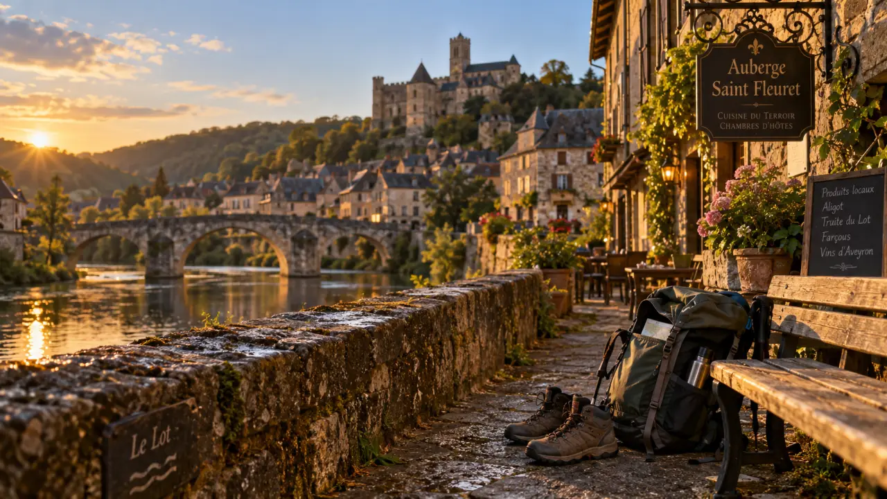Hôtel estaing aveyron : vue sur l’auberge et le GR 65