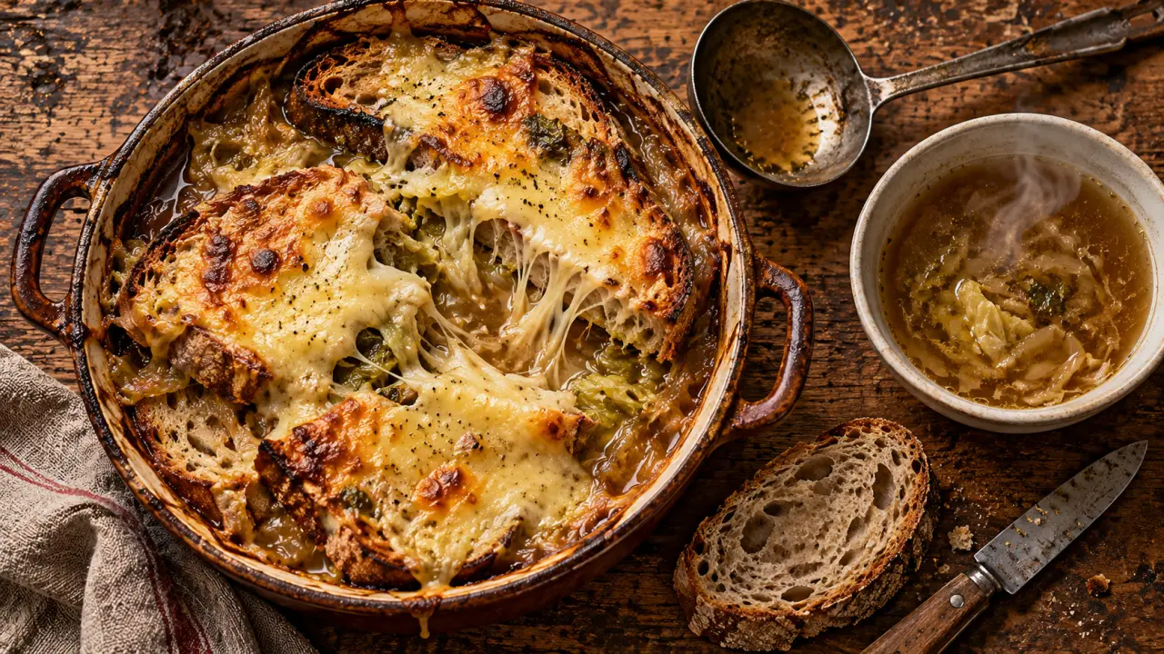 Soupe au fromage aveyron gratinée au pain