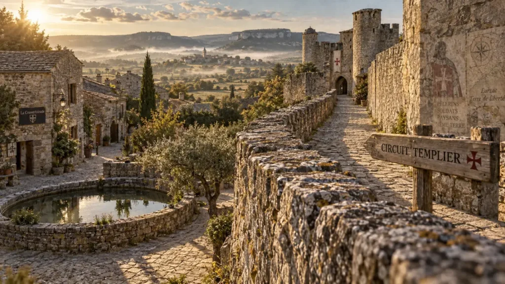 Villages templiers Aveyron : remparts de La Couvertoirade sur le Larzac